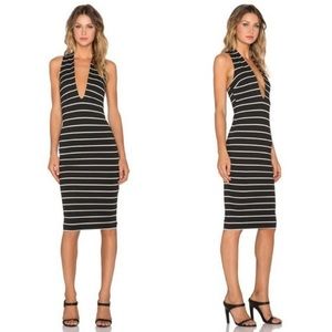 Bec & Bridge Jedi Deep V-Neckline Black & White Stripe Dress Size 4